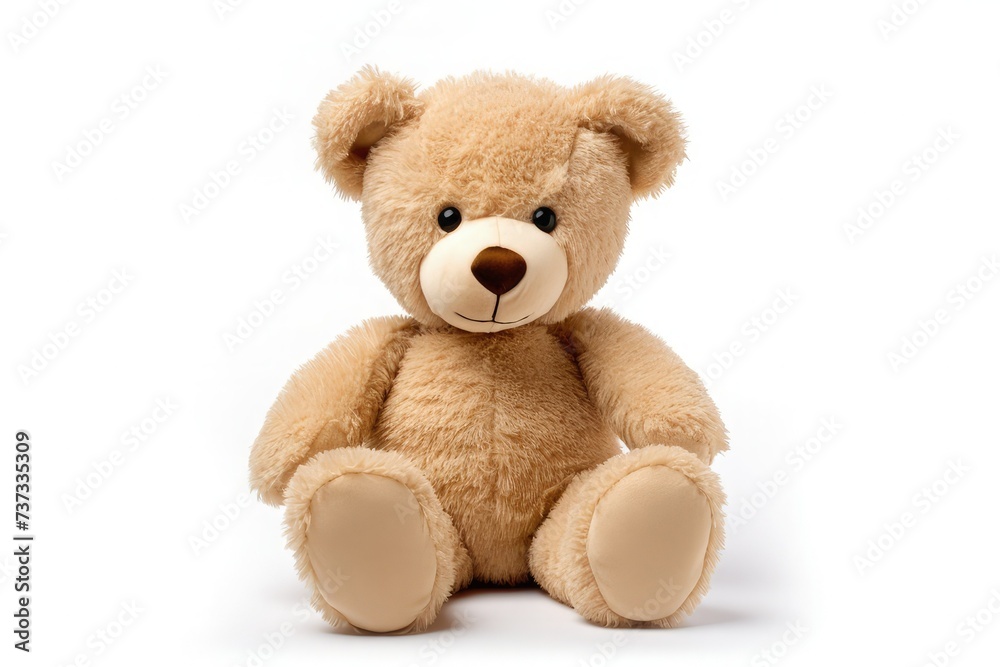 Fluffy teddy bear isolated on white background