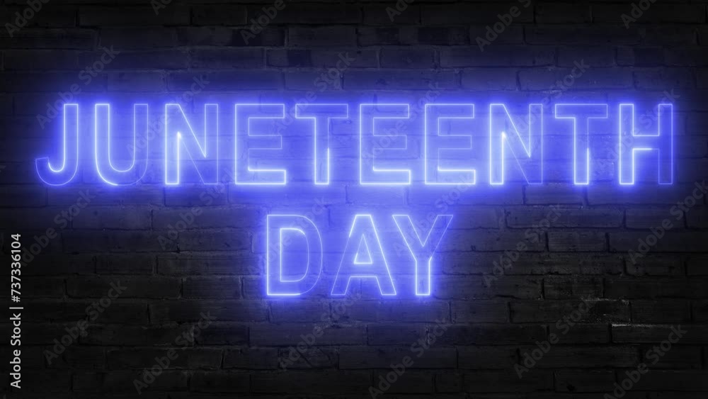 Juneteenth Animation with Red glowing text effects and neon sign lights on a black background. Excellent for movies, presentations, videos, and television shows in 4K. Happy Juneteenth. Juneteenth Animation with Red glowing text effects and neon sign lights on a black background. Excellent for movies, presentations, videos, and television shows in 4K. Happy Juneteenth.