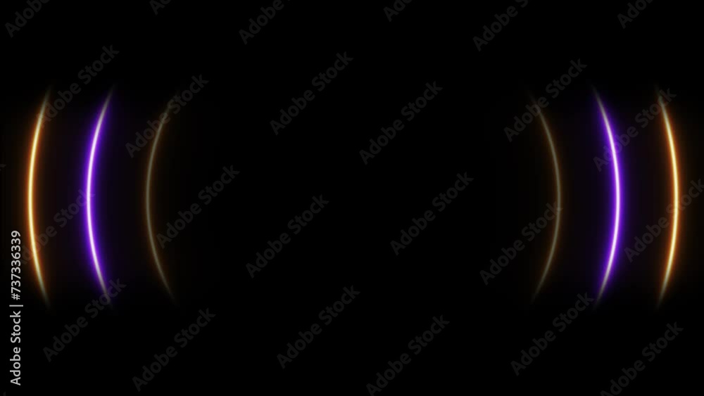 Glowing gradient color radio waves animated. Neon radio waves signal. 4K
