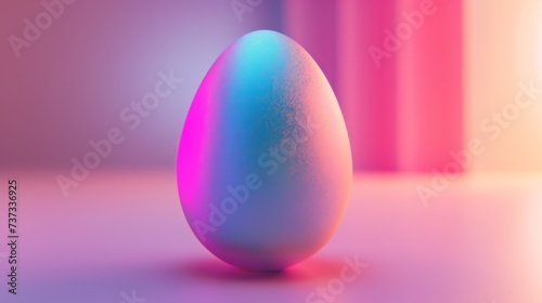 Colorful iridescent easter egg on colorful background, style, cool, 3d, pink, blue