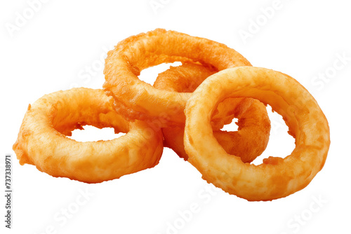 Onion rings on white background