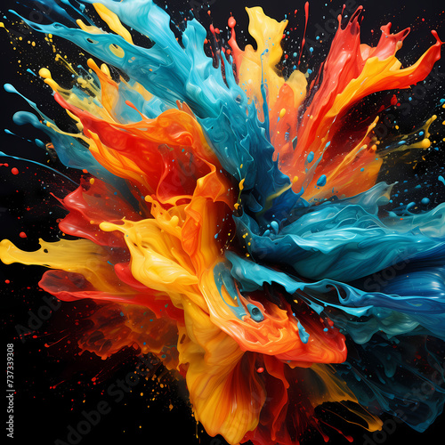 Energetic patterns created from splashes of paint. © Cao