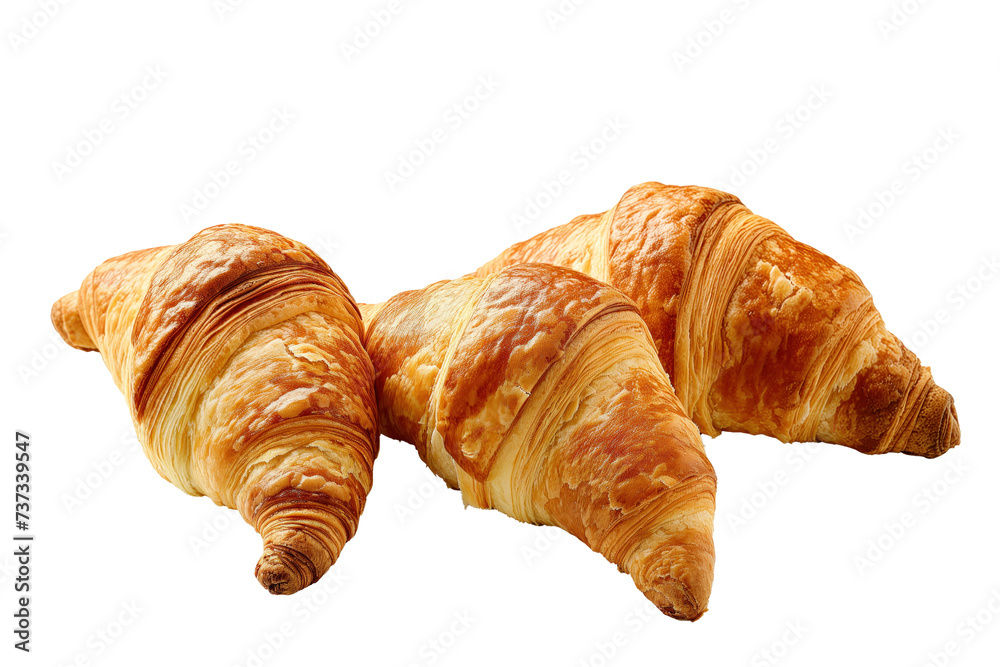 Fresh croissants on white background