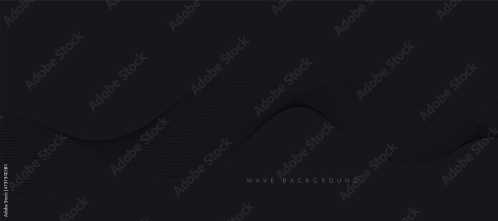 Fototapeta premium Abstract black wavy lines on a black background. Vector modern black background template. 