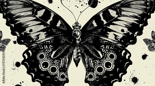 borboleta preto e branco padrão preto e branco photo