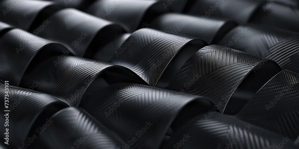 Fototapeta premium Close-up modern abstract design featuring dark carbon fiber texture.