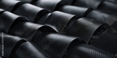 Close-up modern abstract design featuring dark carbon fiber texture. photo