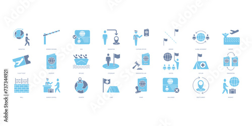 Migration icons set. Set of editable stroke icons.Vector set of Migration photo