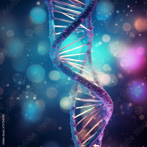 illustration of photo 3d dna strands on an abstract background, Generative ai