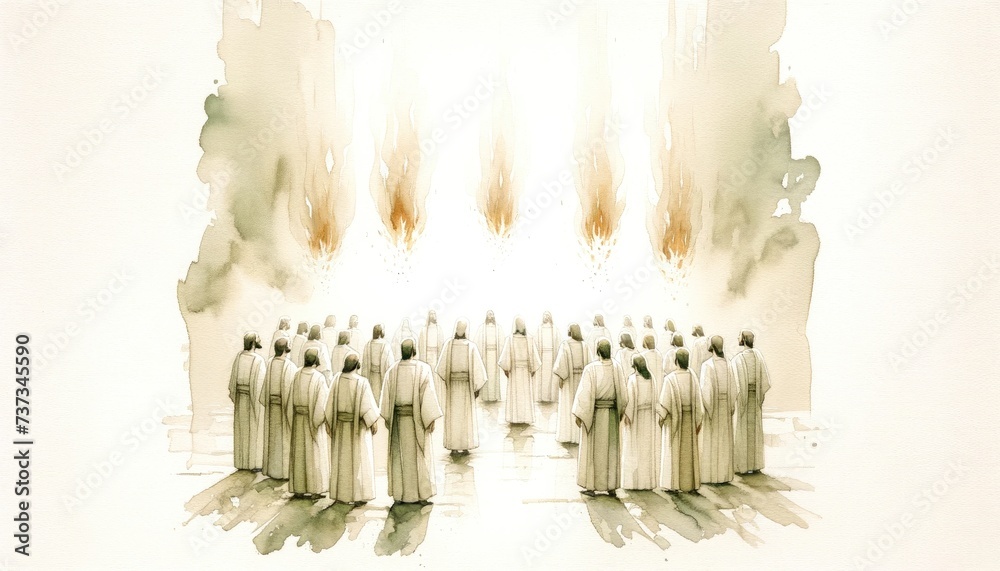 Pentecost Sunday: The Holy Spirit Comes as Tongues of Fire. Digital ...