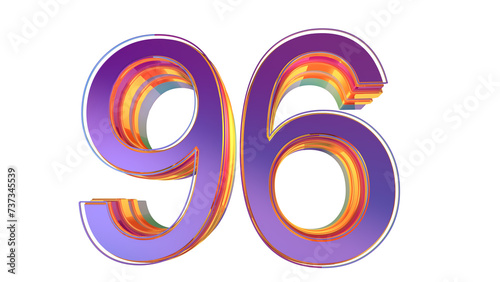 Purple 3d number 96