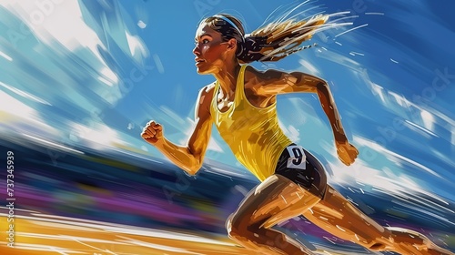 Fitness Enthusiast: Caricature Illustration of a Female Athlete. Generated by AI