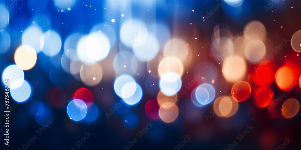 Blue, red and white bokeh lights background Blue, red and white bokeh lights background