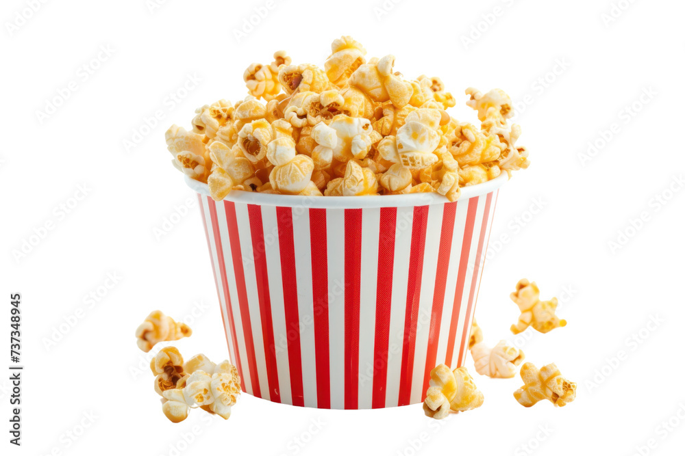 Caramel popcorn bucket isolated on transparent white background. Caramel popcorn bucket isolated on transparent white background.