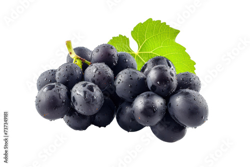Black grapes. Fresh grapes isolated on transparent white background.