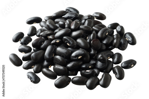 Black beans. Grains isolated on transparent white background. photo