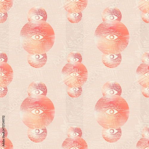 Abstract seamless pattern - eyes on 3d background