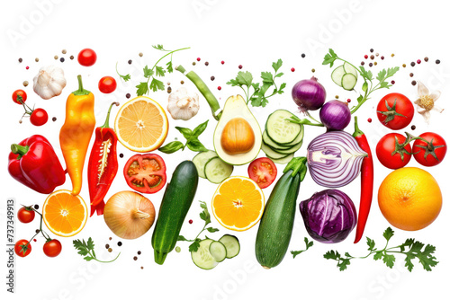 Fototapeta Naklejka Na Ścianę i Meble -  Vegetables and fruits isolated on transparent white background.