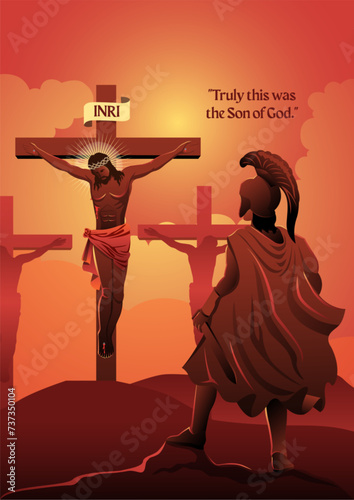 Tableau sur toile The centurion who stood facing Jesus when he died