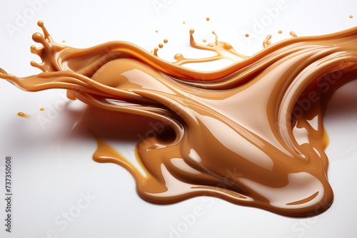Beautiful waves of milk caramel chocolate, texture of waves of chocolate.