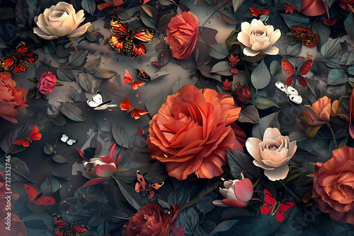 flowers are seen in the image in the style of surreal