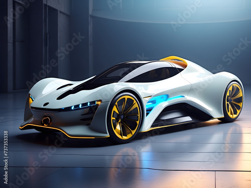 futuristic electric sport fast car chassis and battery packs with high performance or future EV preliminary production and prototype demonstration concepts as a large banner with copy space area desi.