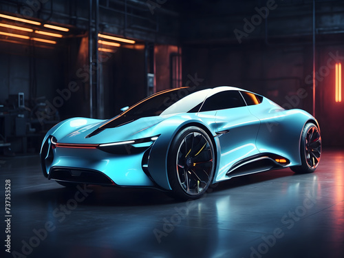 futuristic electric sport fast car chassis and battery packs with high performance or future EV preliminary production and prototype demonstration concepts as a large banner with copy space area desi.