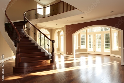Luxury staircase in a high end home  interior hallway with staircase