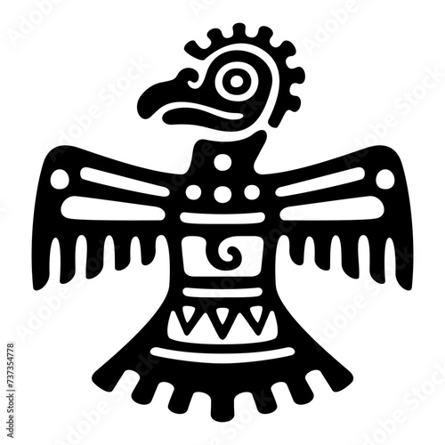 Roadrunner symbol of ancient Mexico. Decorative Aztec clay stamp motif showing a chaparral bird as it was found in pre-Columbian Veracruz. It was believed roadrunners can protect against evil spirits.