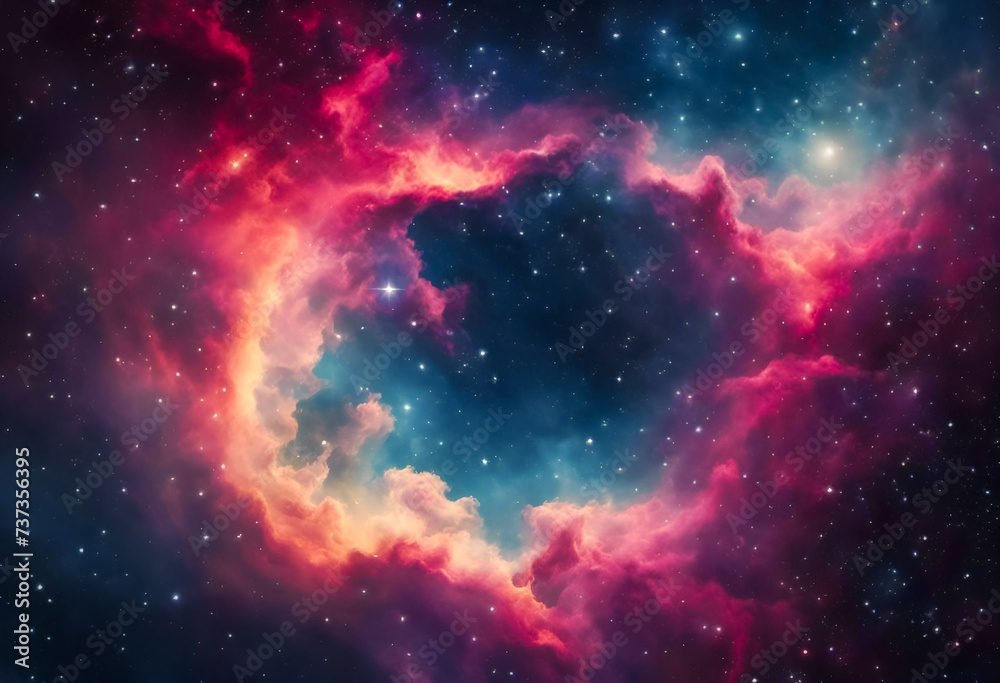 Colorful nebula and interstellar cloud of dust and gas in deep space, astronomy background. - obrazy, fototapety, plakaty 