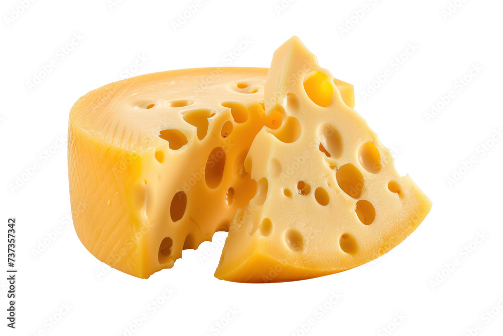 cheese close up Isolated on transparent white background.