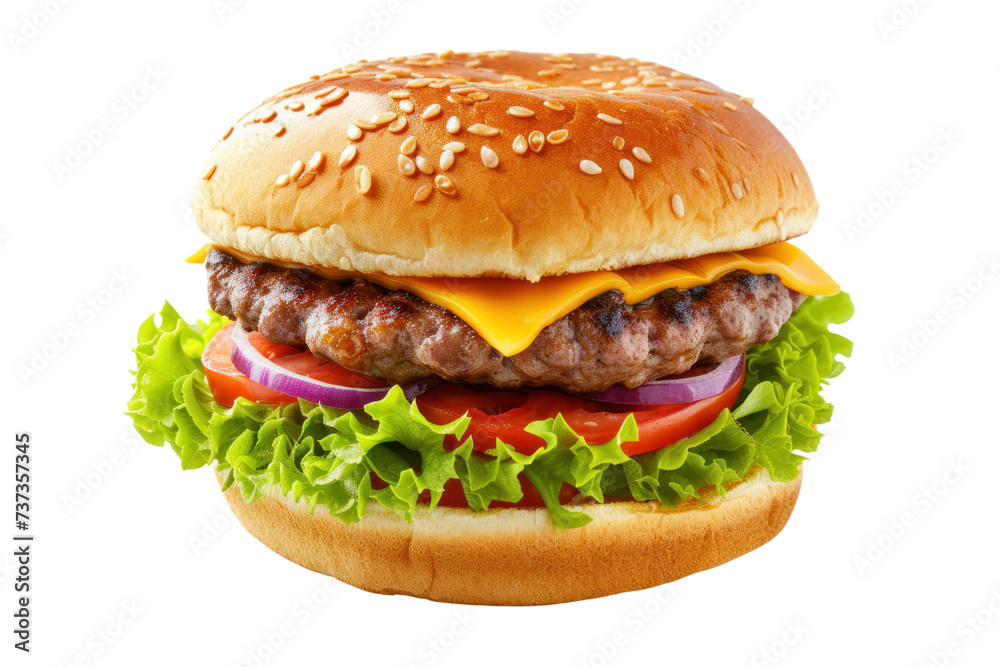 Cheeseburger isolated on white transparent background Cheeseburger isolated on white transparent background
