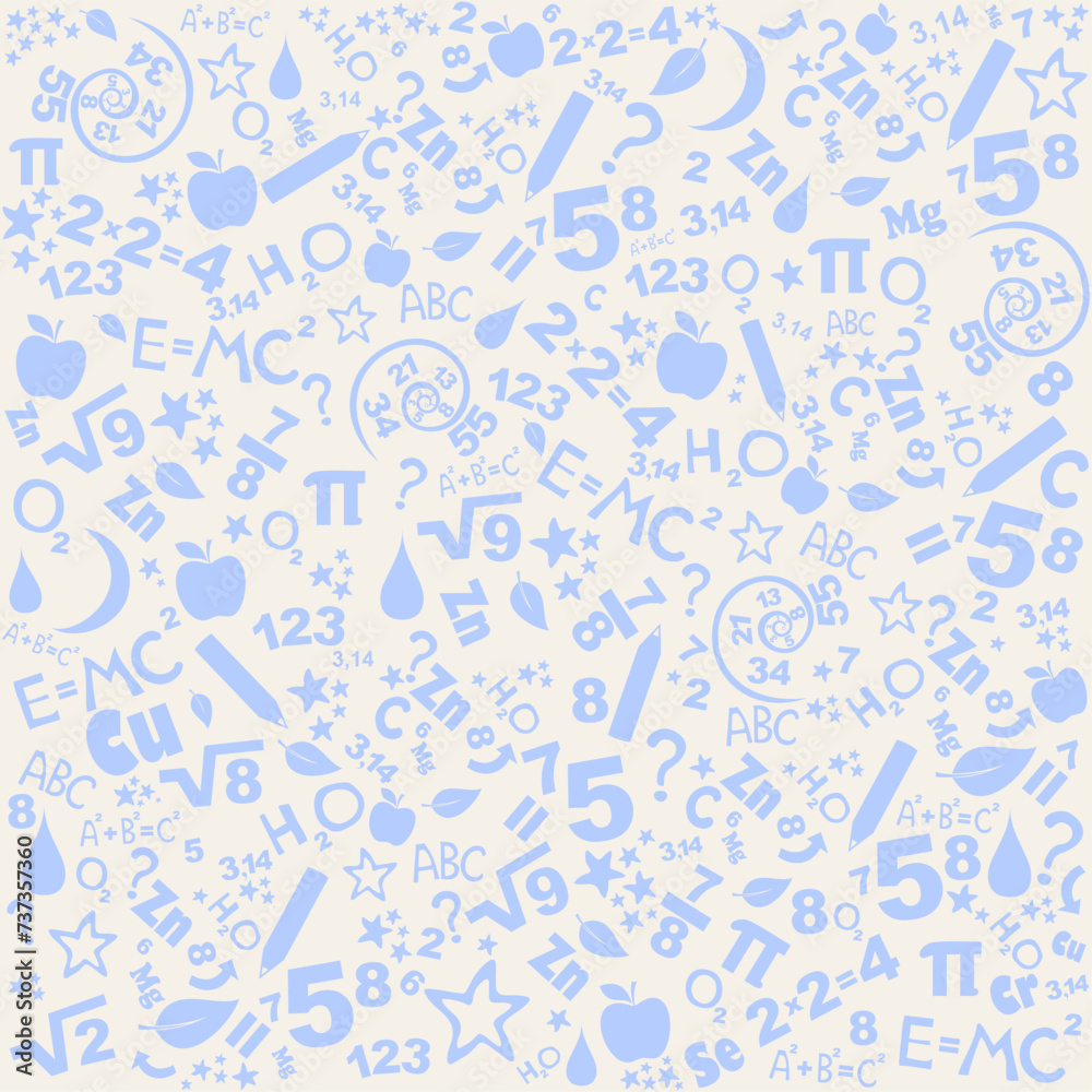 Seamless colored back to school pattern with supplies stationary and creative elements. Colorful fun cute background. Seamless pattern for wallpaper, pattern fills, web page background, surface textur Seamless colored back to school pattern with supplies stationary and creative elements. Colorful fun cute background. Seamless pattern for wallpaper, pattern fills, web page background, surface textur