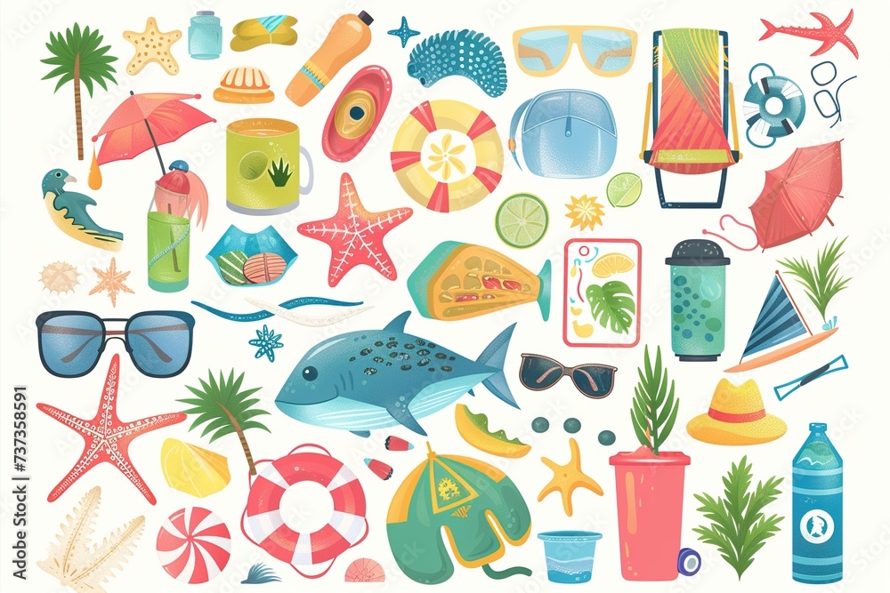 summer beach icons summer beach icons