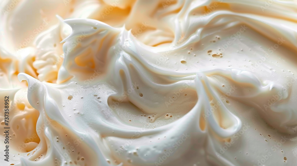 close closeup of some thick creamy white icing, scoop white ice cream close closeup of some thick creamy white icing, scoop white ice cream