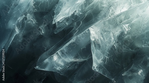 Abstract Piece of Ice Sculpture Art in the Style of Dark Compositions - Ice Aerial View Close Up Wrapped Experimental Formations Background created with Generative AI Technology  ©  Texture Creations