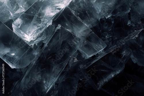 Abstract Piece of Ice Sculpture Art in the Style of Dark Compositions - Ice Aerial View Close Up Wrapped Experimental Formations Background created with Generative AI Technology  ©  Texture Creations