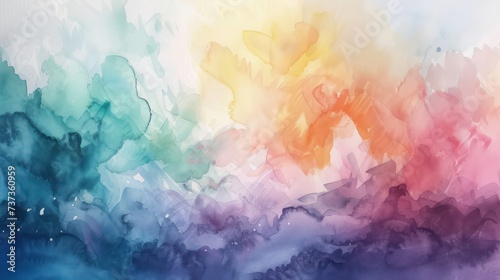 Minimalist watercolor background in orange and blue color, copy space