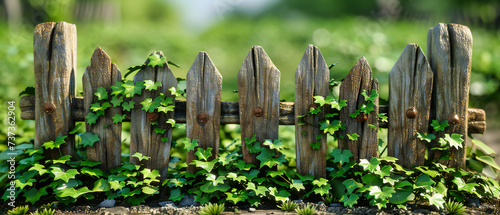 Old Wooden Fence in a Lush Green Setting, Symbolizing Boundaries and the Rustic Charm of Rural Landscapes © Jahid