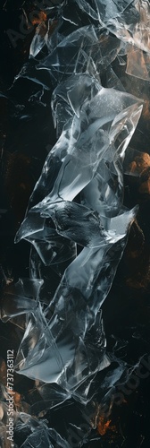 Abstract Piece of Ice Sculpture Art in the Style of Dark Compositions - Ice Aerial View Close Up Wrapped Experimental Formations Background created with Generative AI Technology 