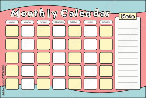 Monthly calendar with vintage style lines.