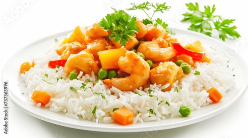 Rice with Chicken and Vegetables. Shallow dof.