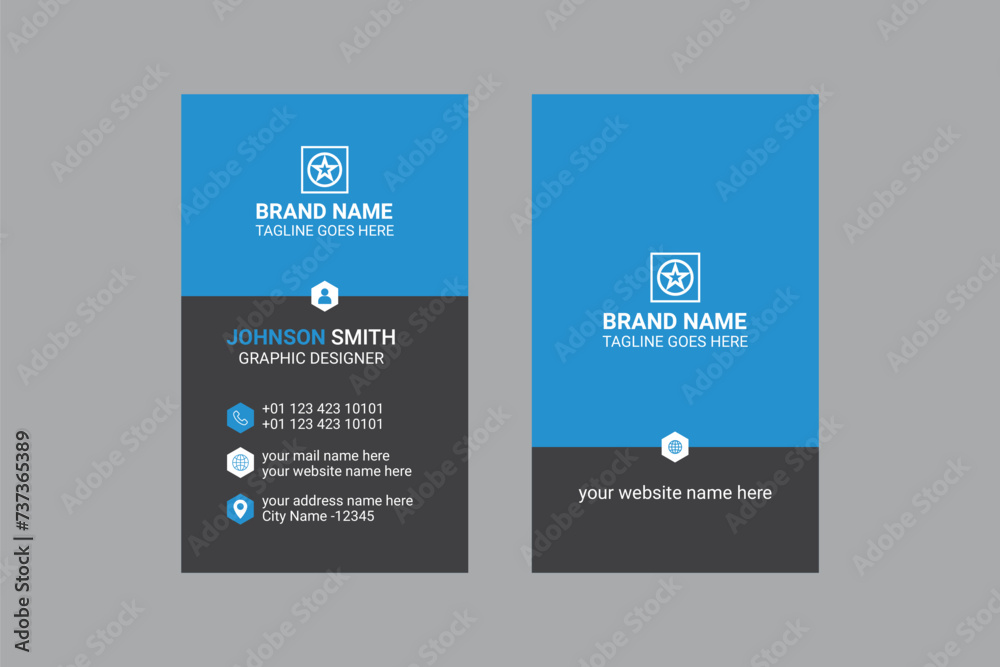 vertical corporate business card design for business, professional and modern visiting card design.