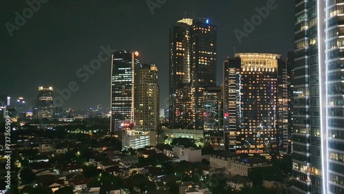 Jakarta, Indonesia – January 31, 2024: A night cityscape view of Indonesia capital city Jakarta