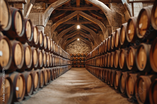 Barricas de vino en antigua Bodega Francesa
