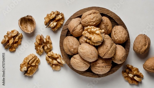 Walnut on a white background