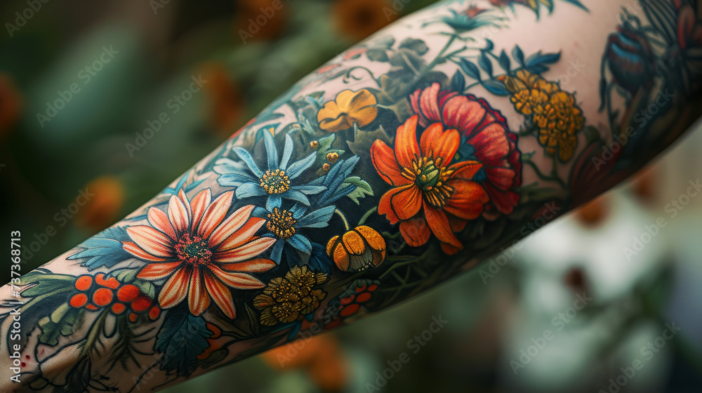 flowers as a tattoo on the forearm