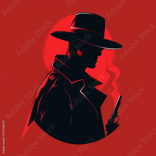 Noir Detective with Smoking Gun
