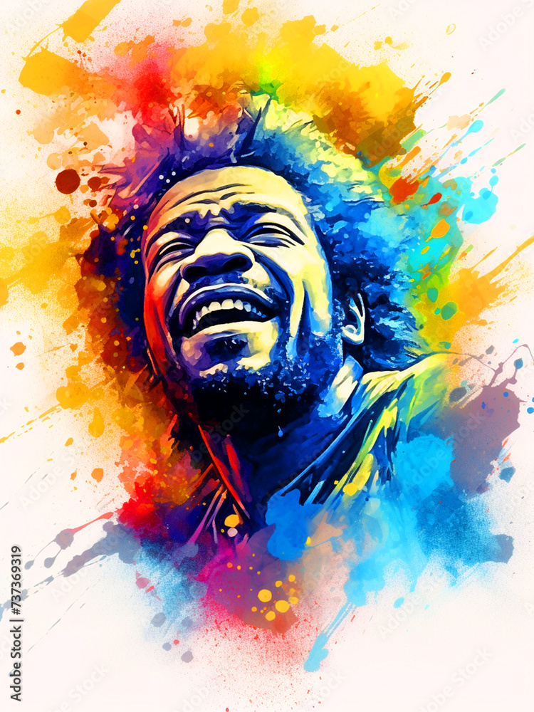 Colorful portrait of a Black man - ai generative