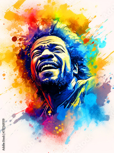 Colorful portrait of a Black man - ai generative